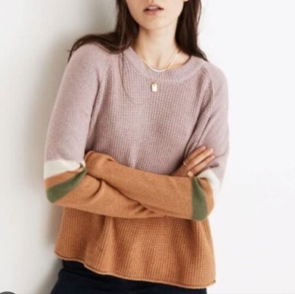 Madewell Sweaters - Madewell Striped Roll Trim Waffle Sweater